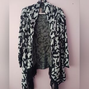 New Vocal Fringe Animal Print Cardigan